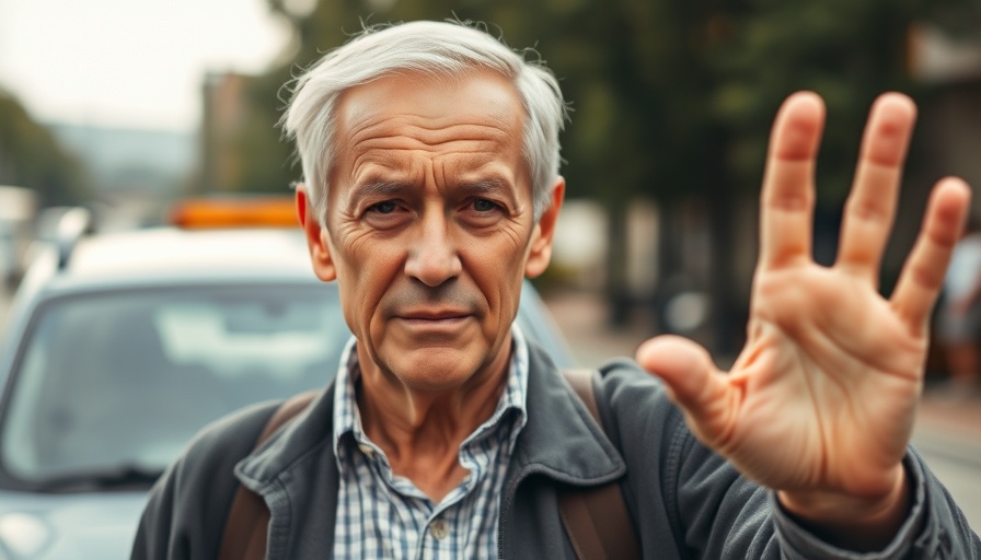 Serious older man gesturing outdoors, related to mass firings of federal workers.