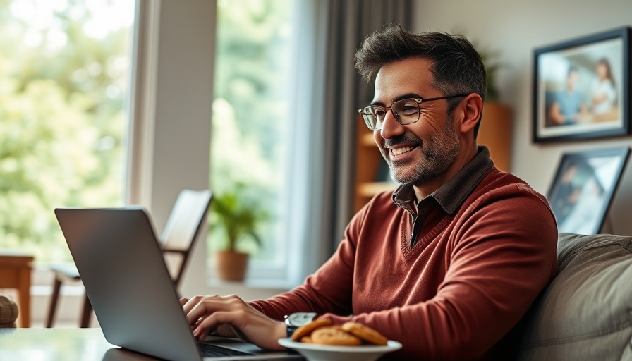Man adjusting basis from Form 1099-B on laptop with motivational text.