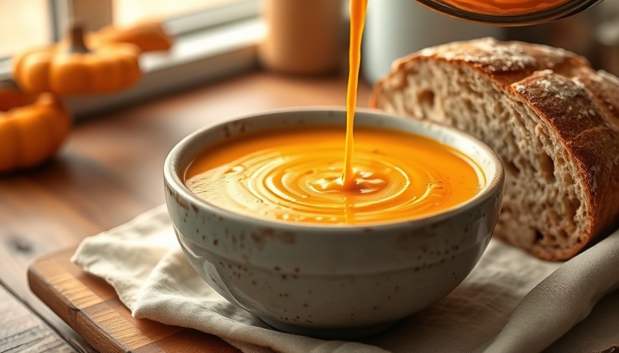 Butternut squash soup in bread bowl representing immune-boosting foods.