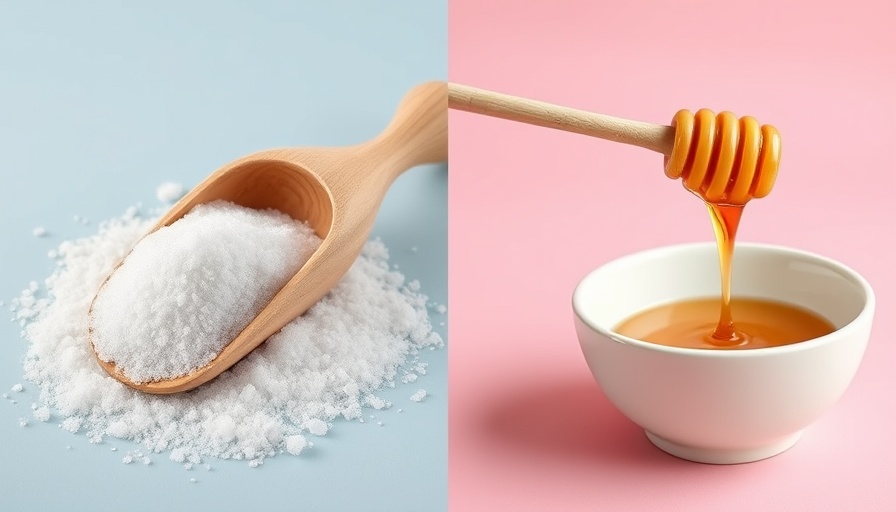 Honey vs. Sugar Heart Health: sugar and honey comparison image.