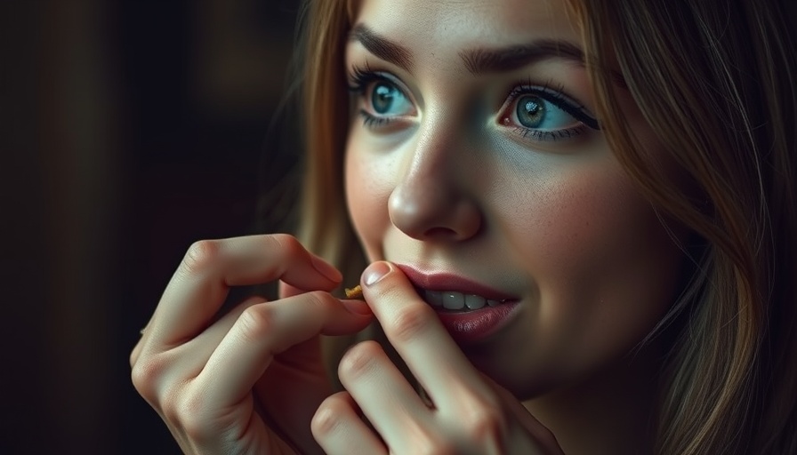 Woman using the forbidden itching method, playful expression.