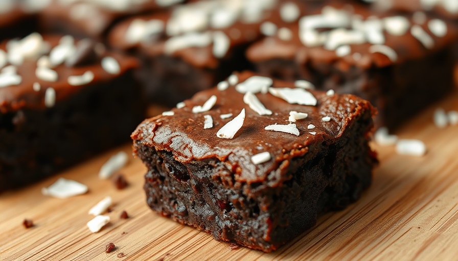 Delicious no-bake brownie bites topped with coconut flakes.