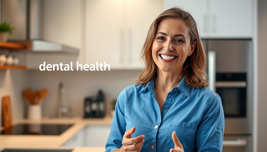 Woman explaining diabetes dental care in a kitchen setting.