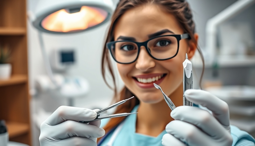 Dental hygienist holding tools, enhancing dental hygiene routine.