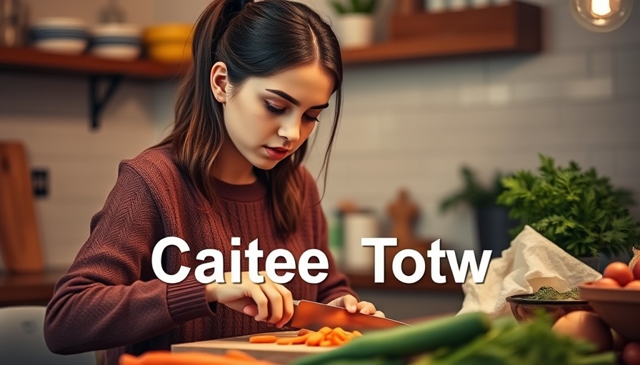 Focused young woman preparing food in a warm kitchen.