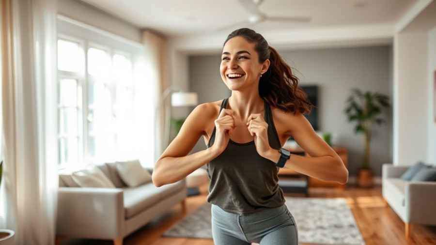 Exercise snack: Woman enjoying a quick workout indoors.