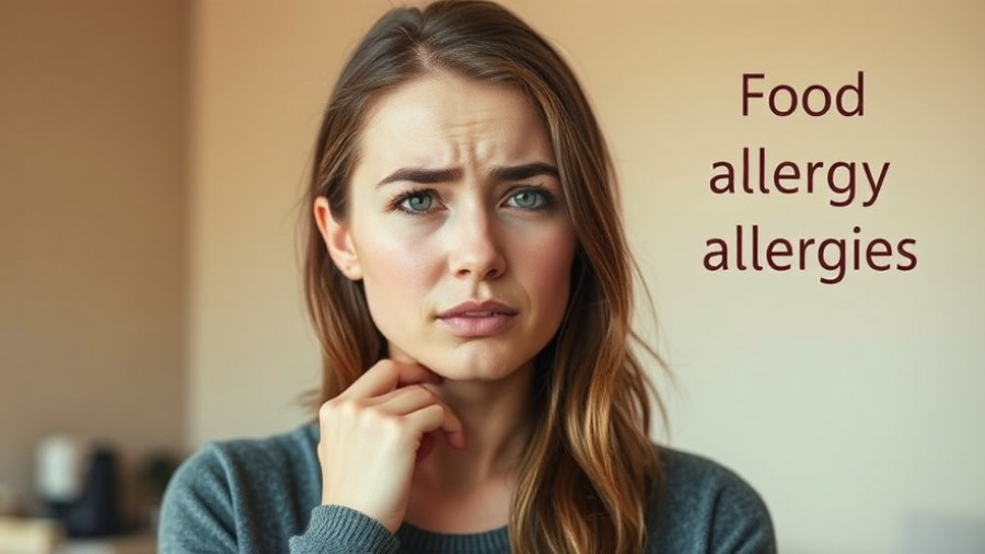 Young woman showing signs of food allergies indoors.