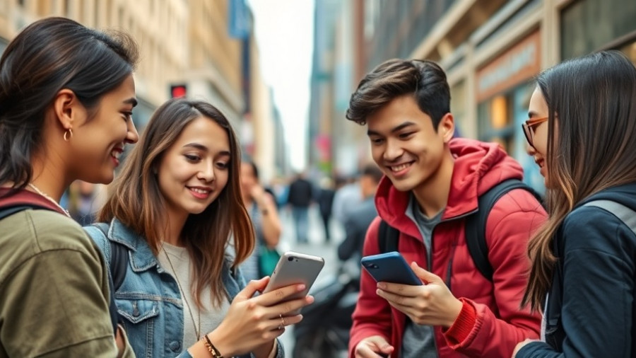 Young adults enjoy guessing game outdoors; dental care topic.