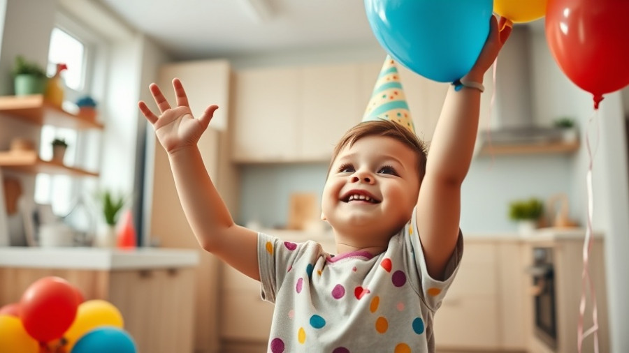 Child celebrating birthday in a modern kitchen