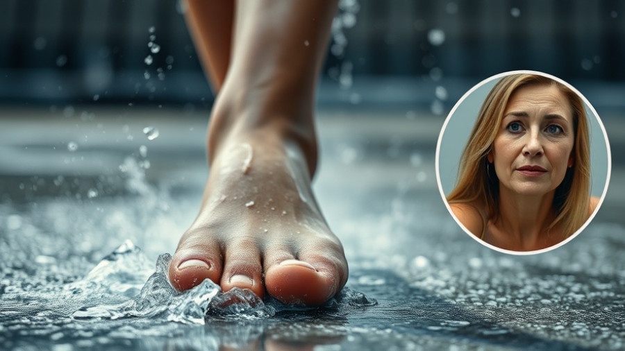 Powerwashing skin safety demonstration with close-up of foot.