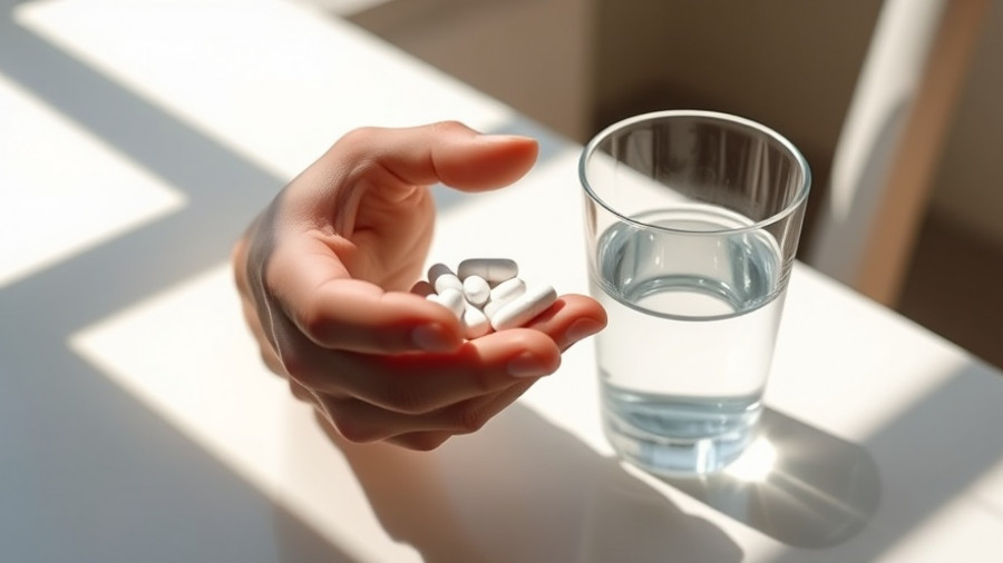 Person holding pills and a glass, considering melatonin heart health risks.