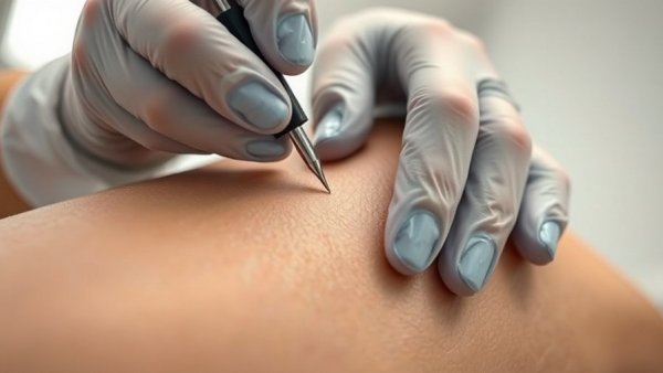 Close-up of medical procedure for skin rash diagnosis.