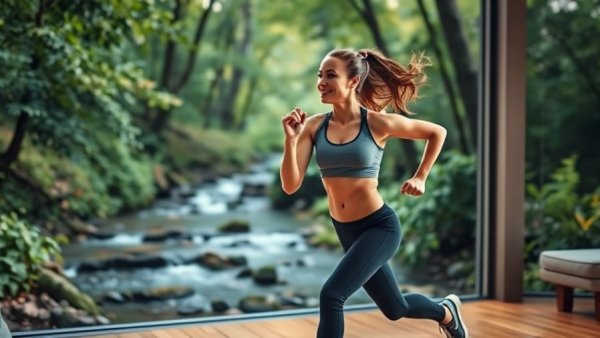 Energetic woman in outdoor workout, home workouts for women.