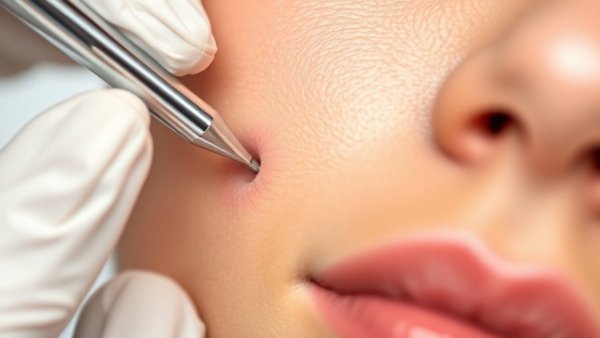 Dermatological procedure for rash treatment with extraction tool.