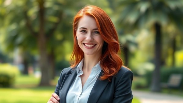 Confident woman outdoors, relevance to children's mental health.