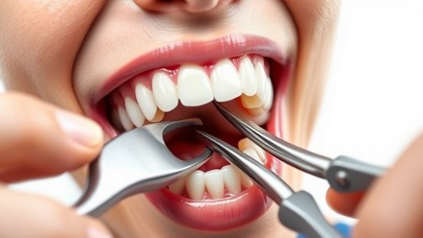 Wisdom teeth removal illustration showing dental extraction process.