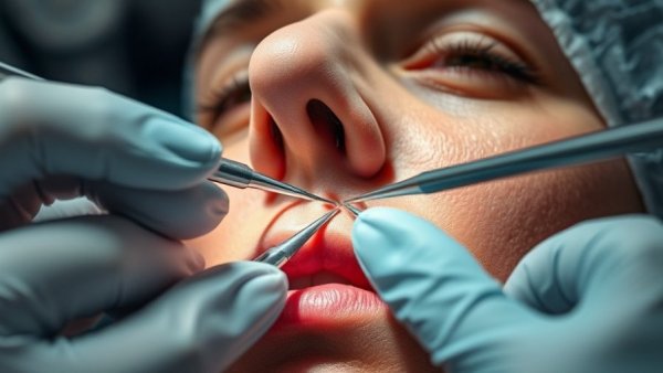 Close-up of surgical rhinophyma treatment procedure