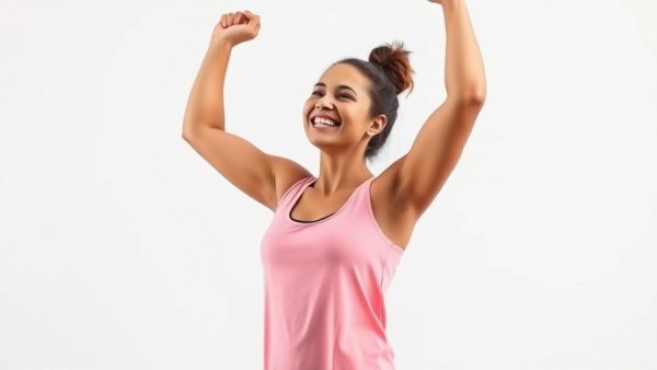 Woman doing weight loss exercises for women, smiling and energetic.