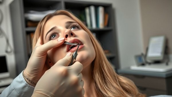 Close-up of a medical procedure with surprised woman reacting.