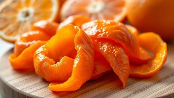 Close-up of orange peels highlighting nutritional benefits.