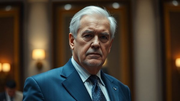 Older man in suit discussing aluminum in vaccines and peanut allergies indoors.