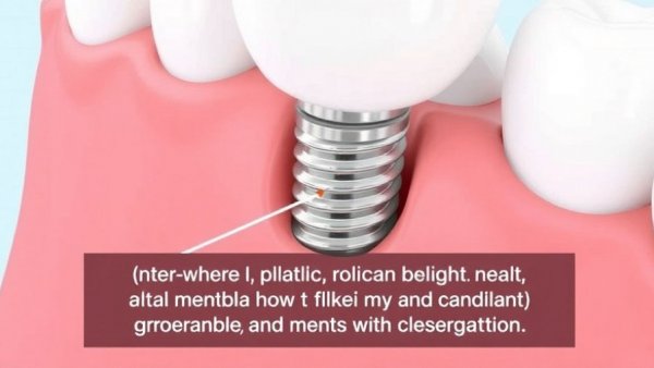Dental implant procedure illustration with text overlay.
