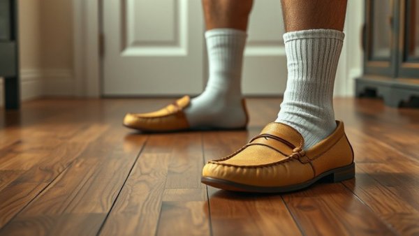 Creative foot health tips with baguette loafers in a humorous setting.