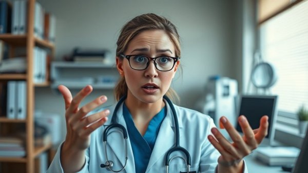 Doctor reacts advising on surviving a snake bite, medical setting.