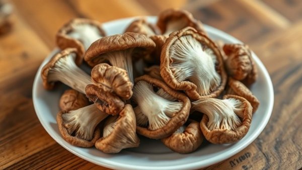 Close-up of shiitake mushrooms on a plate, highlighting health benefits.