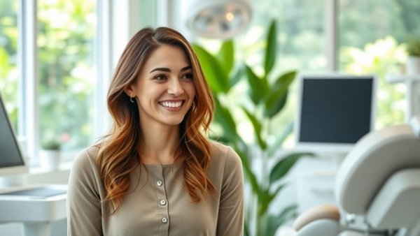 Professional teeth whitening consultation in modern dental office, natural light.