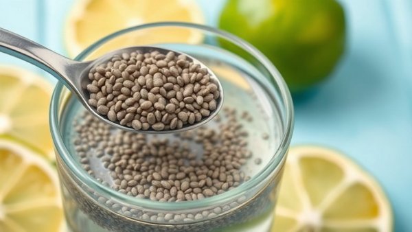 Soaked chia seeds with limes, showcasing health benefits.