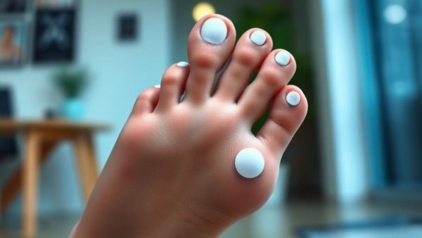 Medical discussion featuring foot with unique patterns, unique sports foot gear.