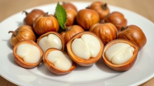 Sliced water chestnuts displaying health benefits on a white plate.