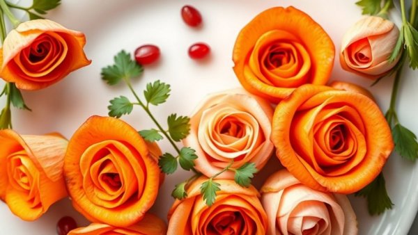 Healthy holiday recipes: carrot roses with pesto.