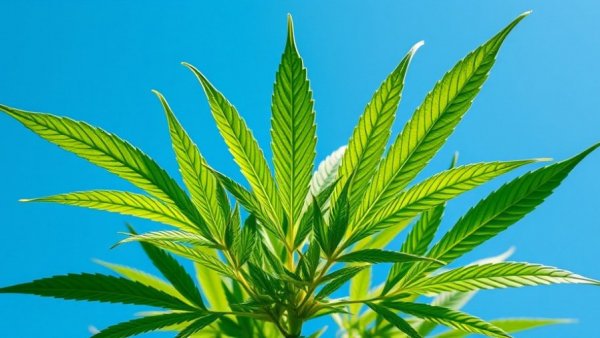 Vibrant cannabis leaves under a clear sky, Cannabis Compounds for Ovarian Cancer Treatment.