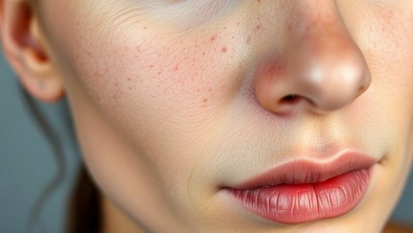 Close-up of skin cyst, focus on skin rash diagnosis, texture visible.