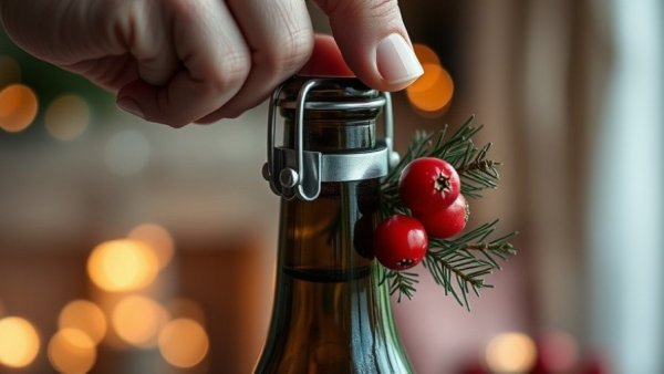 Cranberry Pine Needle Sprite in a sealed bottle with red bow.
