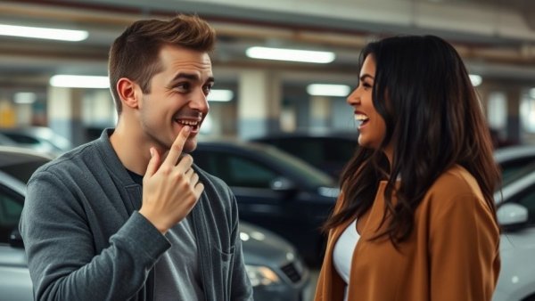 Humorous parking garage scene related to foot health tips.