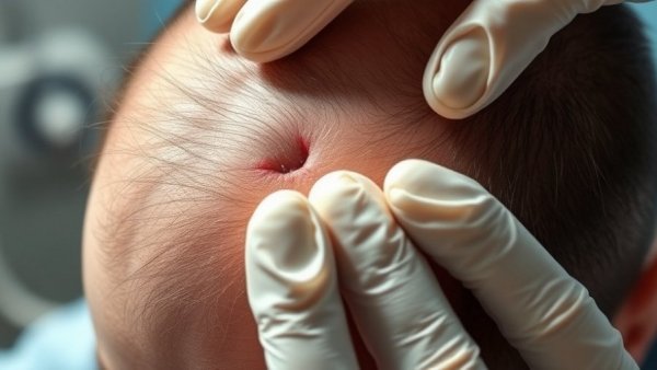 Close-up medical procedure for skin rash diagnosis.