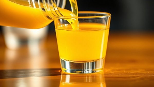Vibrant yellow liquid being poured, immune-boosting foods.