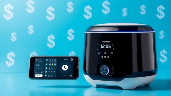 Smart humidifier with app control on blue background; best time to buy a humidifier.