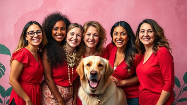 Heart Health Awareness in Women: Diverse group in red attire.