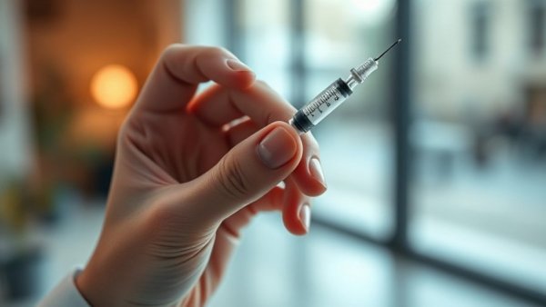 GLP-1 medication pen held by a hand, close-up view.