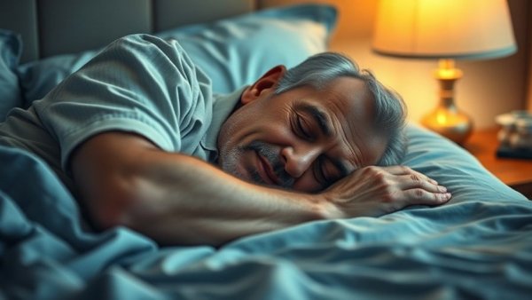 Older man sleeping peacefully using a pillow for sleep health.