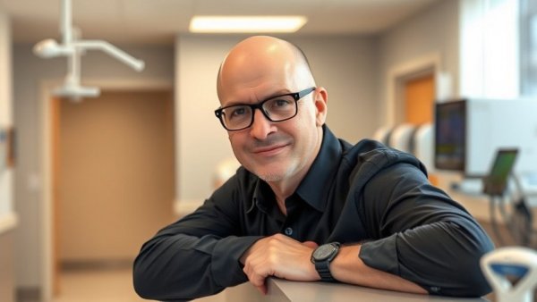 Bald man in hospital for heart attack symptoms awareness.