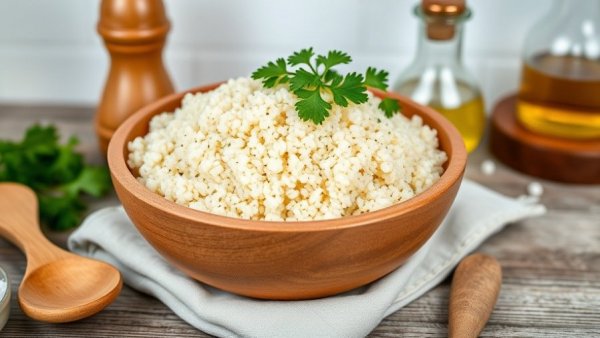 Fluffy quinoa with parsley in wooden bowl, Eating Quinoa Regularly to Lower Blood Pressure.