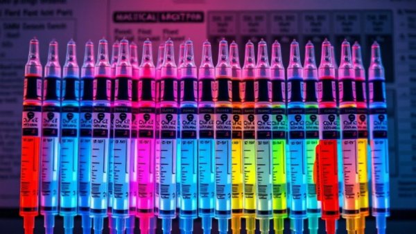 Higher dose Wegovy shot pens in colorful display with labels.