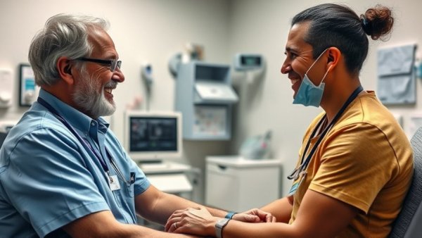Gaps in Cancer Care: Cheerful patient in medical office