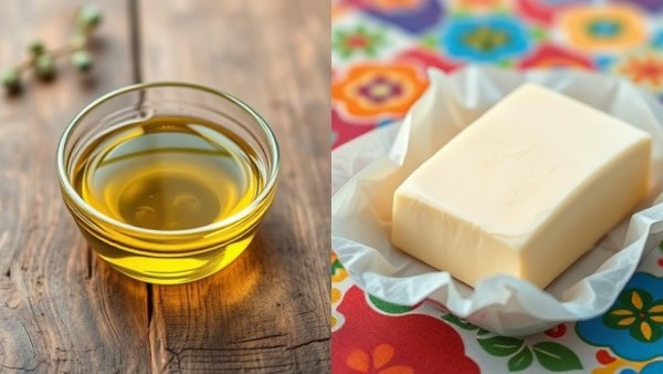 Olive oil vs butter in cholesterol comparison image.