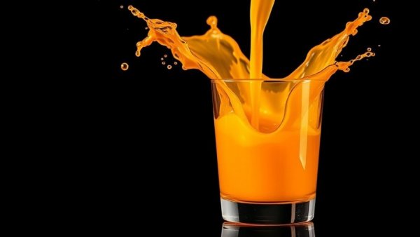 Vibrant orange drink being poured into glass for weight management